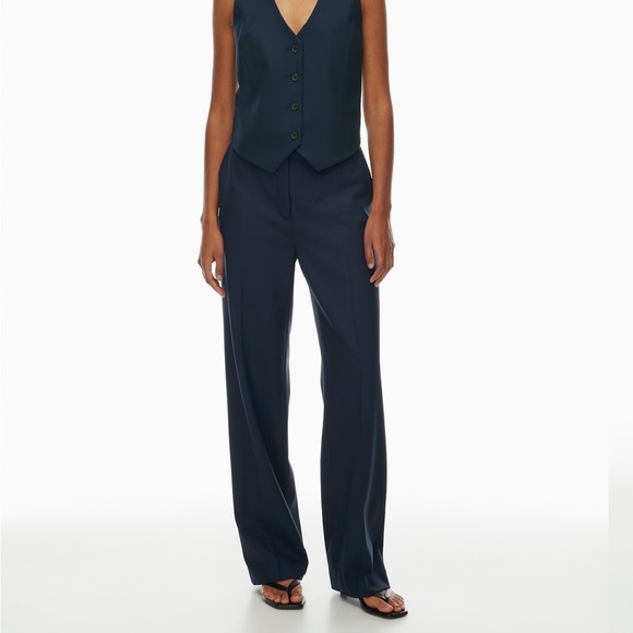 Aritzia Pants - Aritzia Agency pants - BABATON blue/green Tailored Wide-Leg Trousers